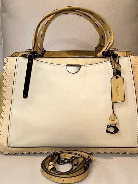 Coach Handbags - Coach Dreamer 36 Colorblock Suede Cream and Tan Satchel Bag